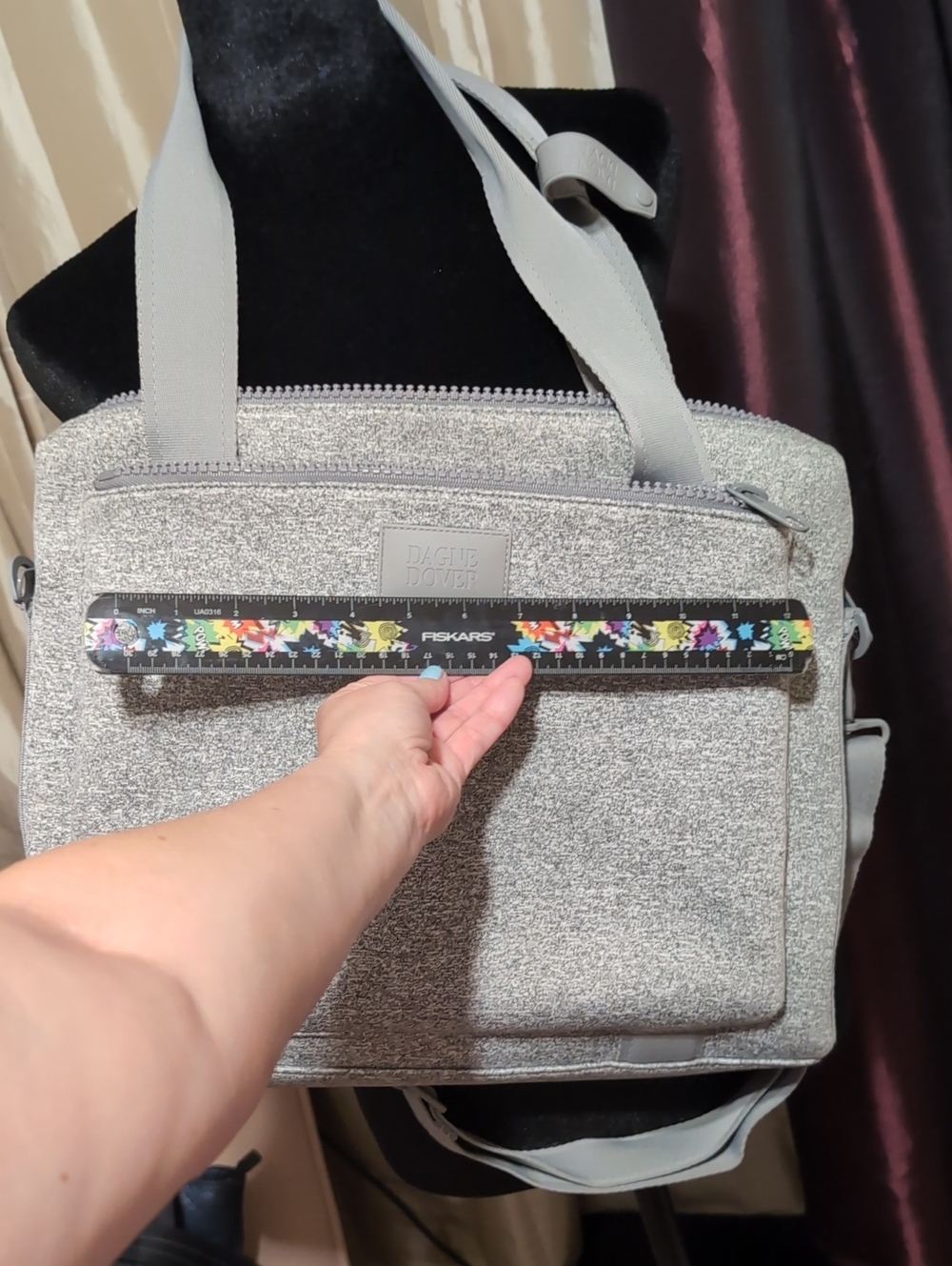 Healther Grey Neoprene Dagne Dover  Crossbody Laptop Bag - Picture 6 of 7